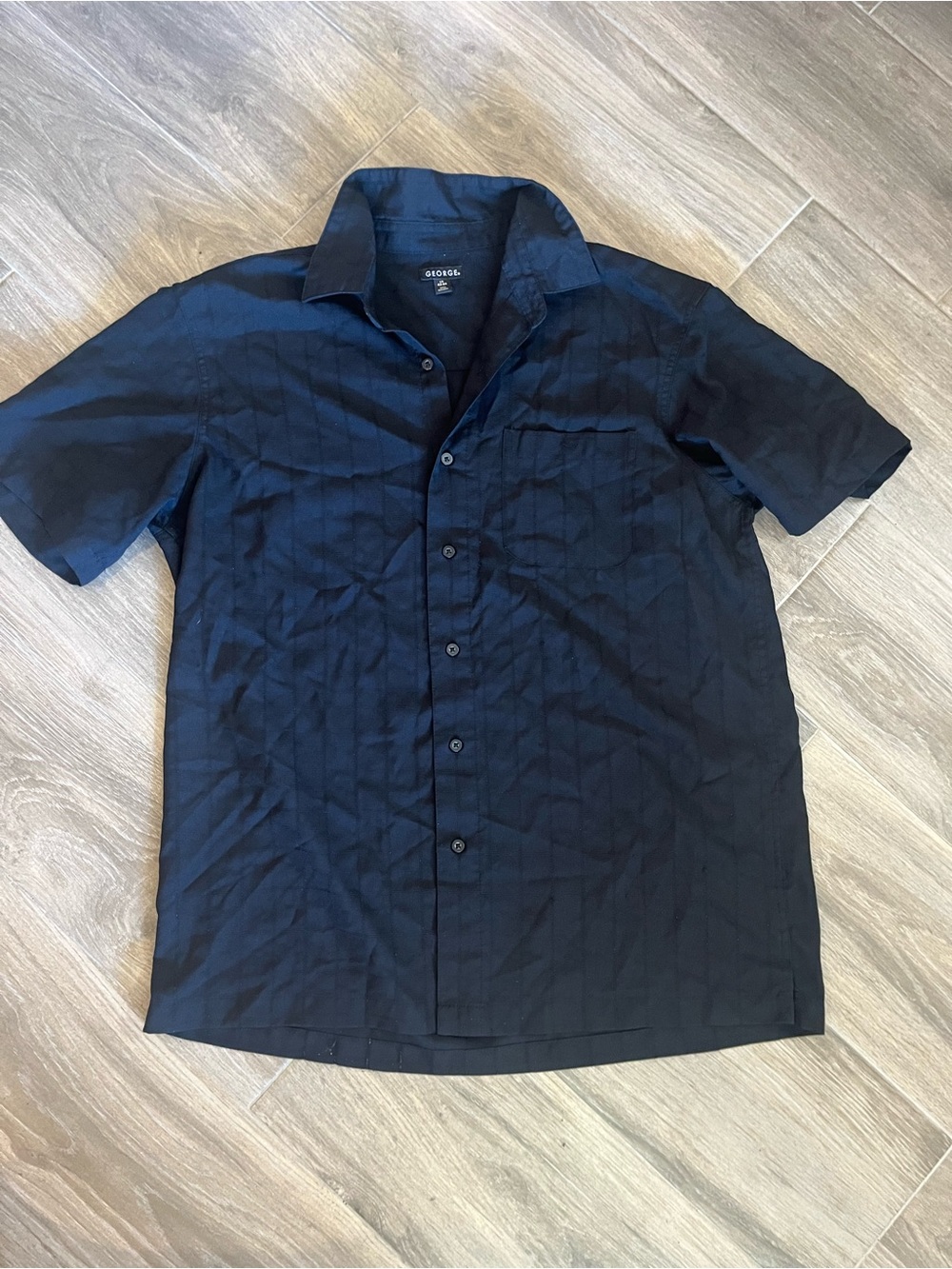 George Navy Short-Sleeve Casual Button-Down Shirt